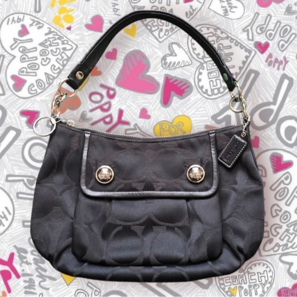 Coach Black Shoulder Bag with Gold Accents